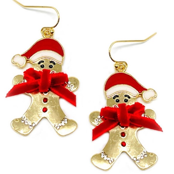 Holiday gingerbread man earrings - Picture 2 of 2